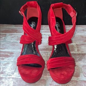 Red velvet heels